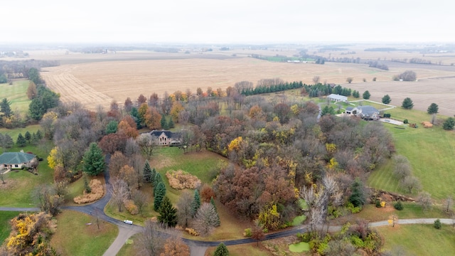 birds eye view of property featuring a rural view