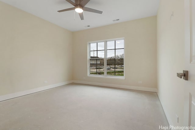 spare room featuring ceiling fan