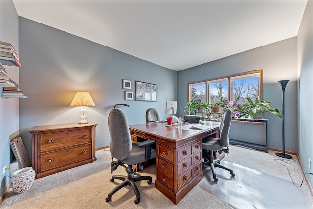 view of carpeted office space