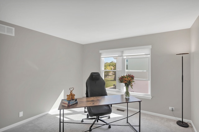 office with light colored carpet