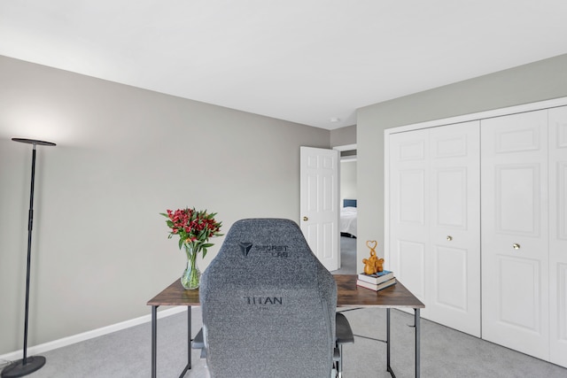 office space with light colored carpet