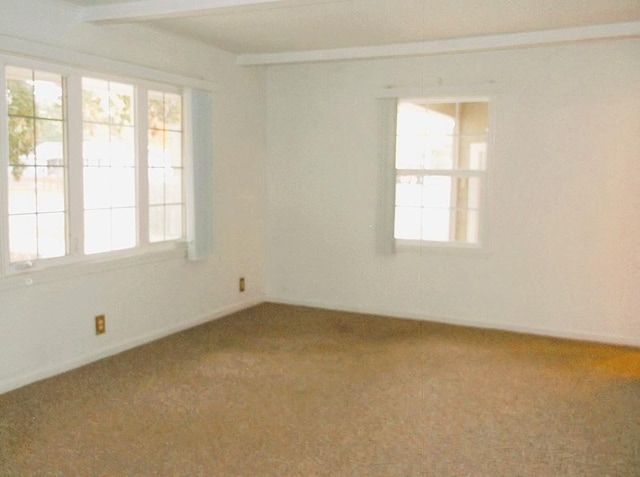 carpeted spare room with baseboards