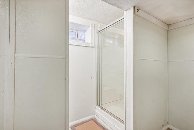 bathroom featuring a shower with door