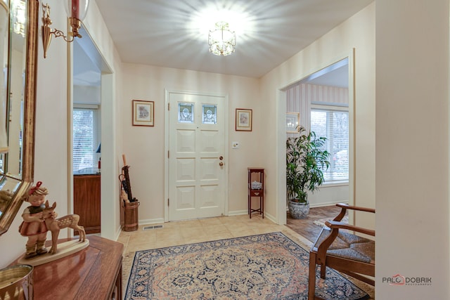 view of tiled foyer