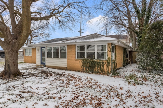 view of snow covered exterior