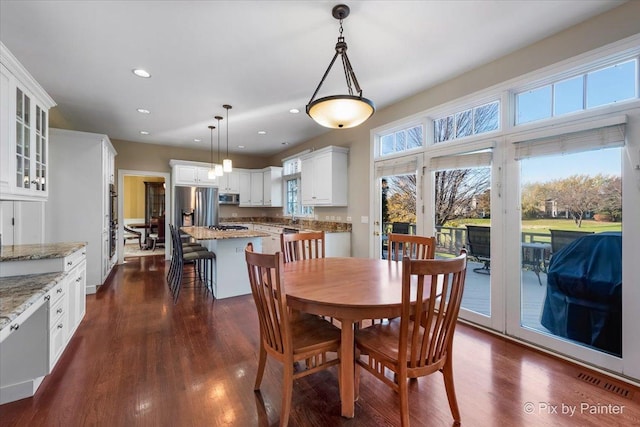 1666 Eagle Brook Dr, Geneva, IL 60134 - dining room featuring dark wood-style floors and recessed lighting