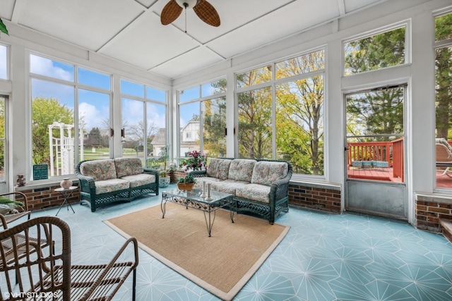 1100 Glencrest Dr, Inverness, IL 60010 - sunroom with a ceiling fan and plenty of natural light