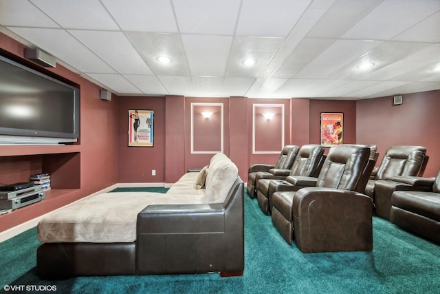 1100 Glencrest Dr, Inverness, IL 60010 - carpeted cinema with a paneled ceiling, recessed lighting, and baseboards