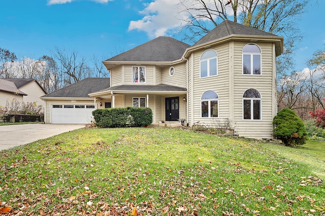 front of property with a garage and a front yard