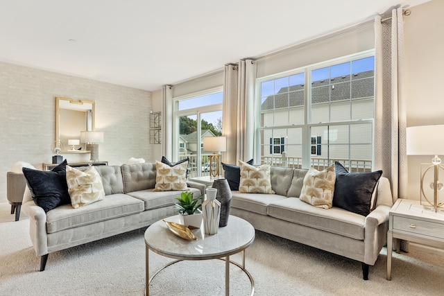 living room with carpet