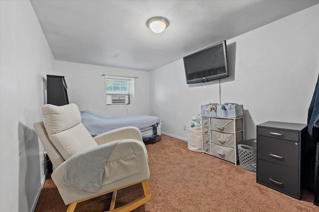 carpeted bedroom featuring cooling unit