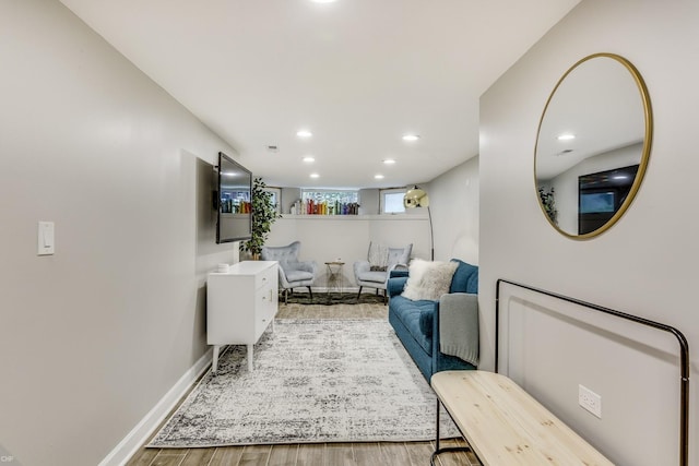 living room with light wood-type flooring