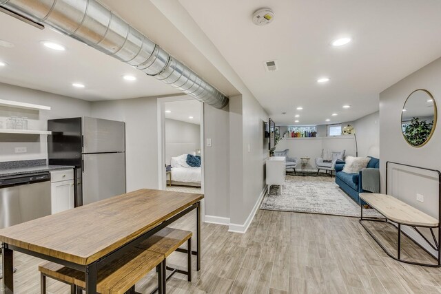 dining area featuring light hardwood / wood-style flooring