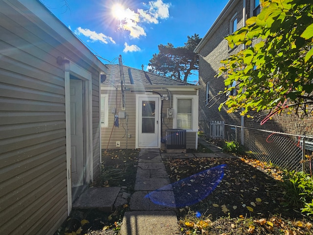 property entrance featuring central AC