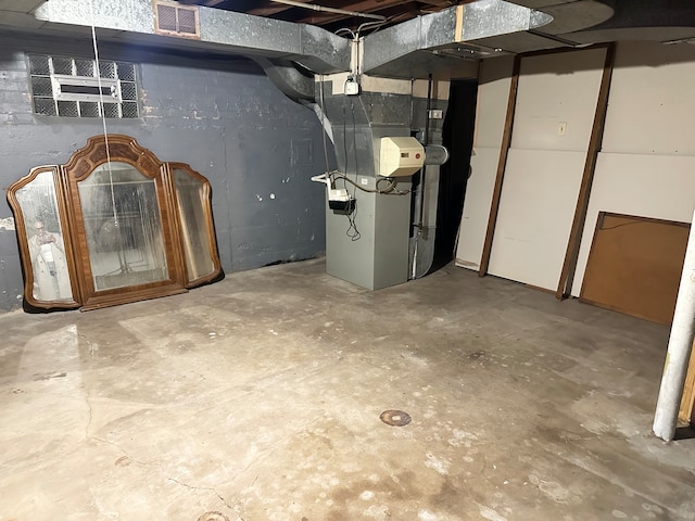 basement with heating unit