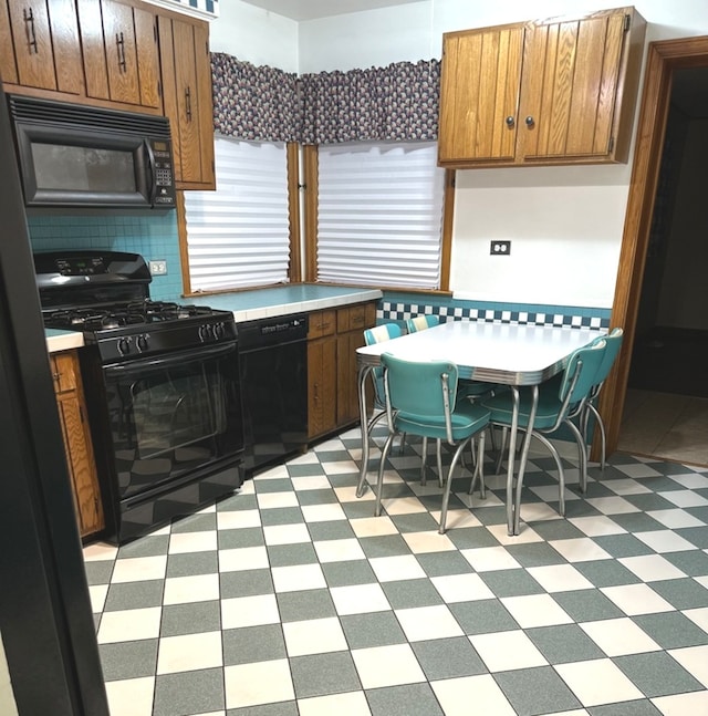 kitchen with black appliances