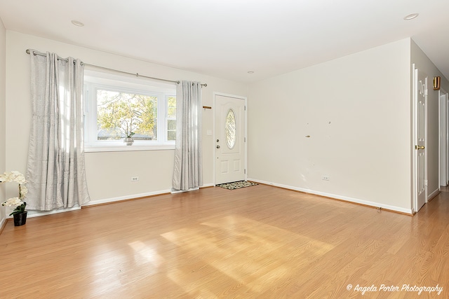 interior space with light hardwood / wood-style floors