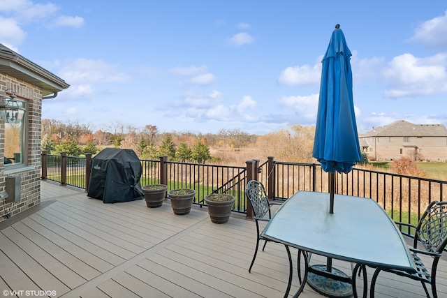 deck featuring grilling area