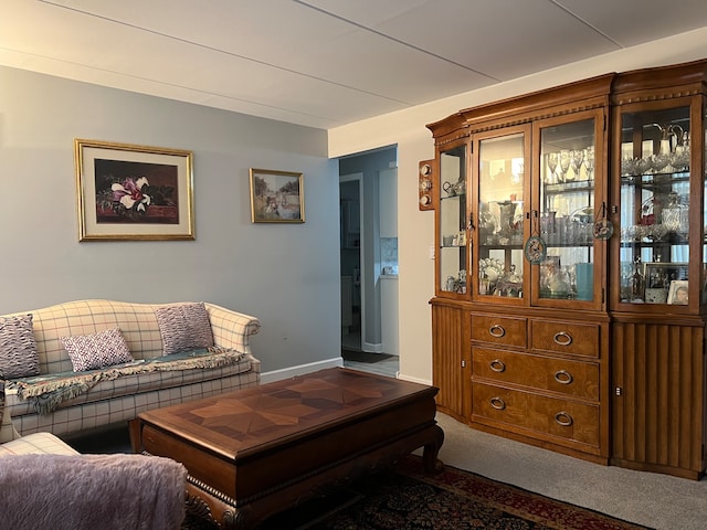 living room with carpet flooring