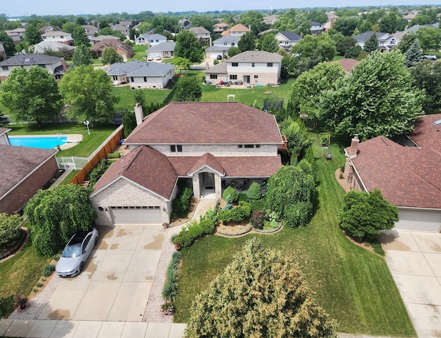 aerial view with a residential view