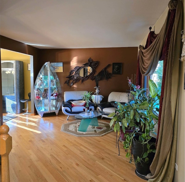 living area with wood finished floors