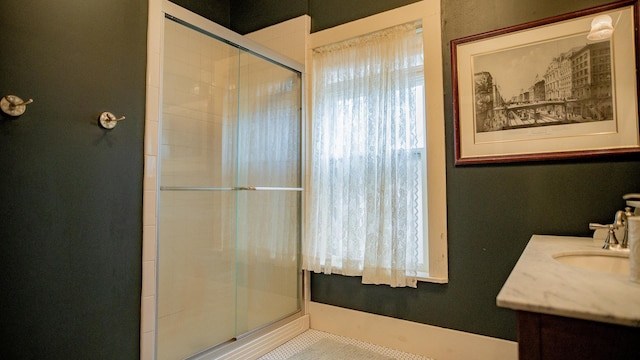 608 E Ash St, Fairbury, IL 61739 - full bathroom with vanity and a stall shower