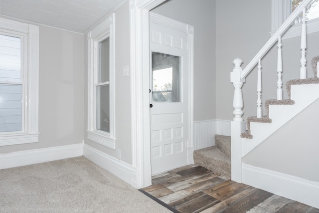 entryway featuring dark wood-type flooring