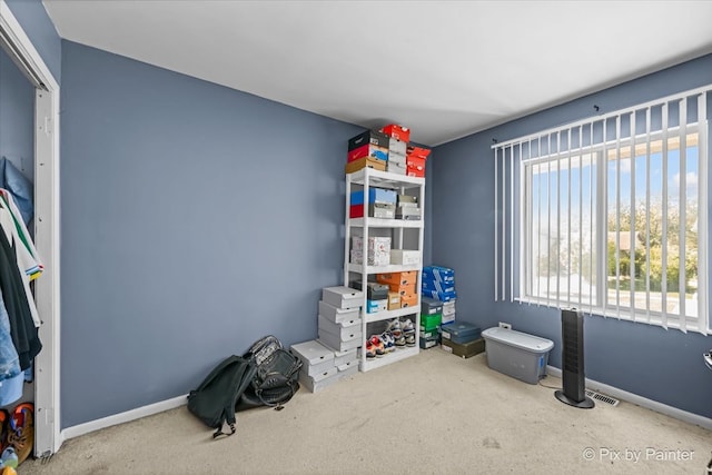 interior space featuring carpet flooring