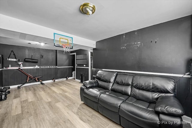 living room featuring light wood-type flooring