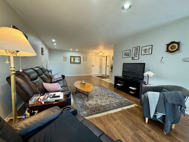 living room featuring dark hardwood / wood-style floors