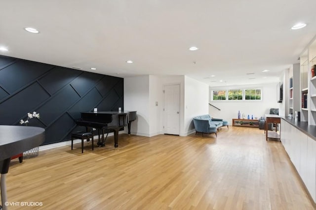 interior space with light hardwood / wood-style flooring