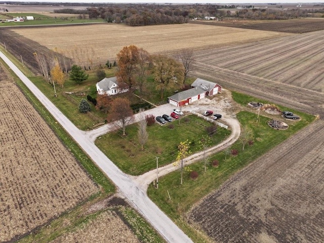 birds eye view of property with a rural view