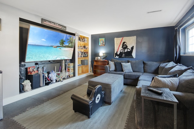 living room with wood-type flooring