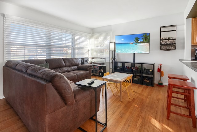 living room featuring light wood-type flooring