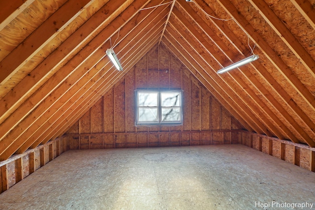 view of unfinished attic