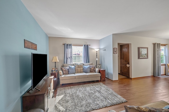 living room with light wood-type flooring