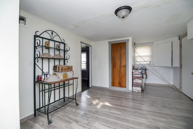 entrance foyer with light hardwood / wood-style floors