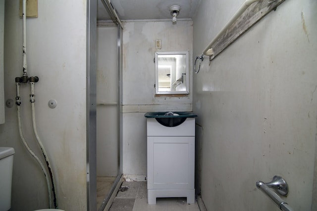 interior space with vanity and toilet