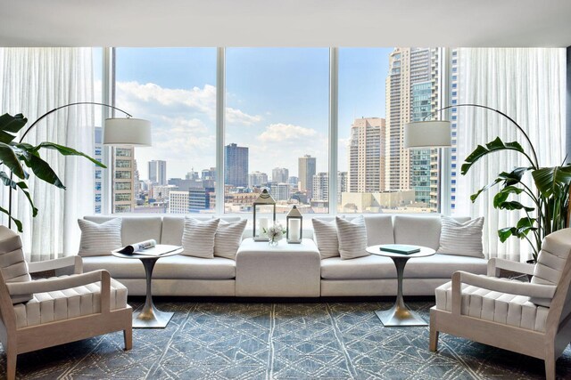 living room featuring plenty of natural light