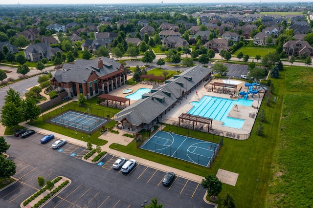 aerial view with a residential view