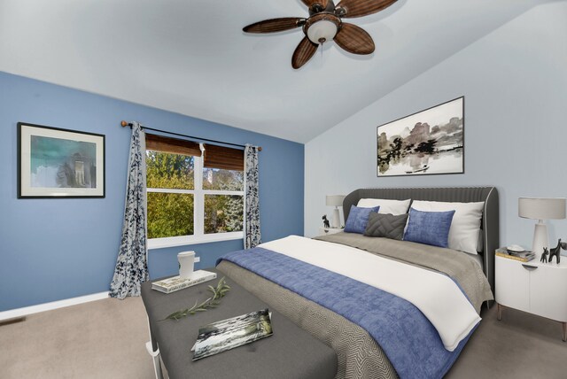 17828 S Mitchell Ln, Lockport, IL 60441 - carpeted bedroom with lofted ceiling and a ceiling fan