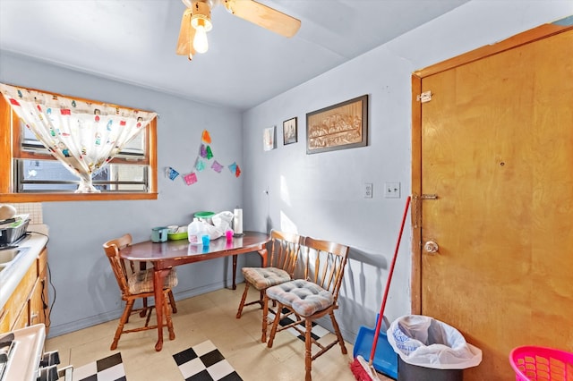 home office with ceiling fan