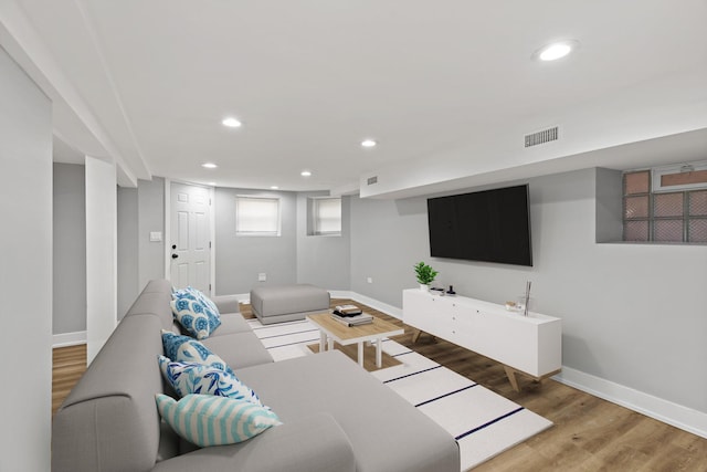 living room with wood-type flooring