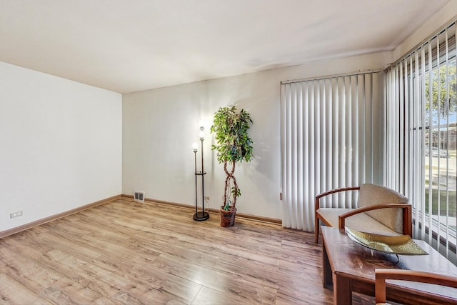 living area with light wood-type flooring