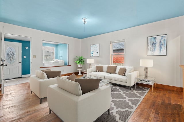 living room with wood-type flooring