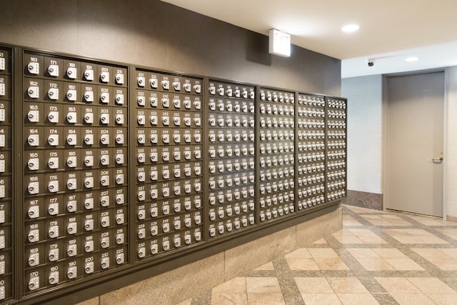 wine room with a mail area