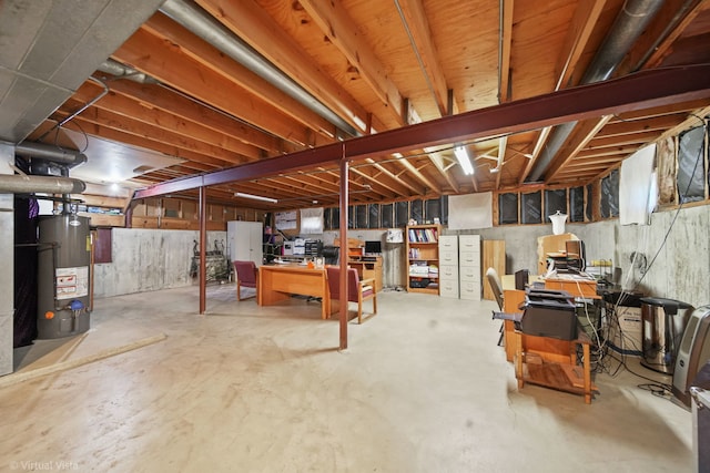 basement with water heater