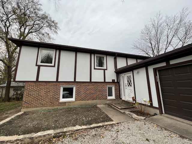 exterior space with a garage