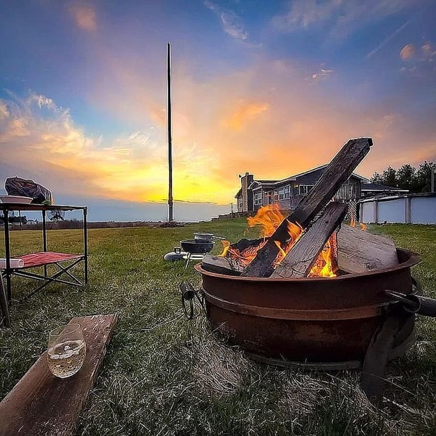 exterior space with a fire pit