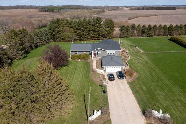 aerial view with a rural view